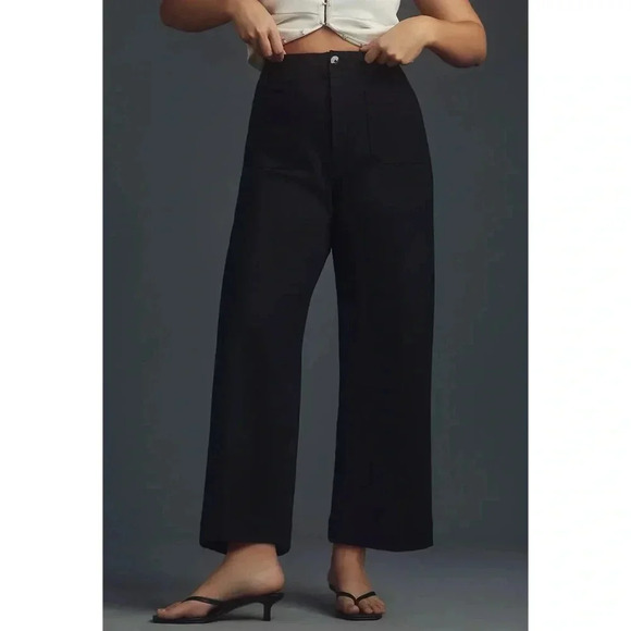 Anthropologie Pants - New Anthropologie Colette Ponte Cropped Wide Leg Pants in Black 32